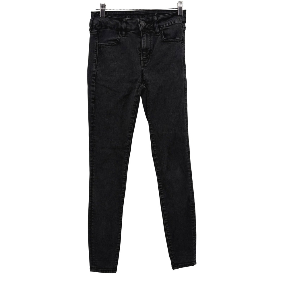 American‎ Eagle Outfitters Hi Rise Jegging Black Wash Denim Jeans Women Size 4